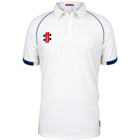 Gray Nicholls Matrix Short Sleeve Shirt White/Navy Trim