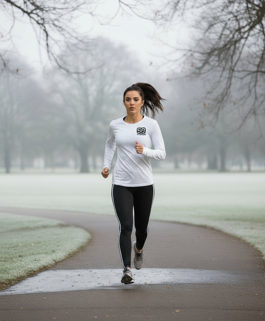 NEW SE Fitness WHITE Long Sleeve T-Shirt - Womens Fit
