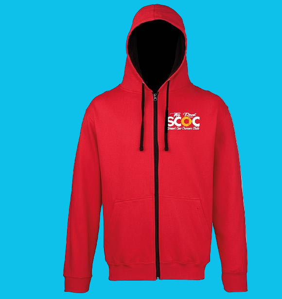 The Real Smart Car Owners Club - Red/Black - Zipped Contrast Hoodie