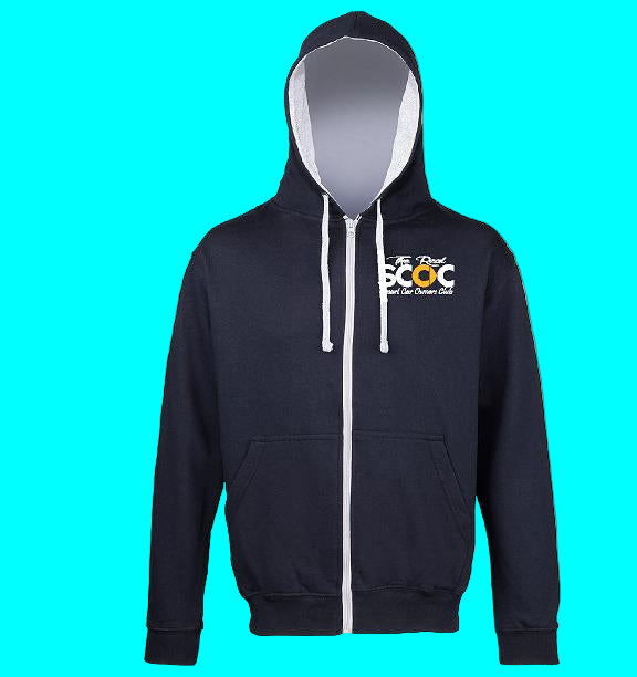 The Real Smart Car Owners Club - Navy/Grey - Zipped Contrast Hoodie