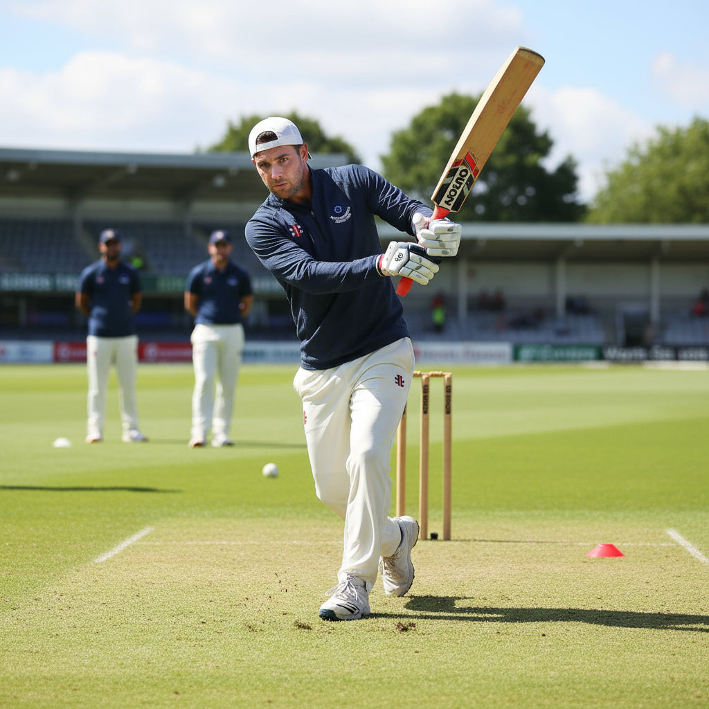 Navy melange midlayer zip-up sweater with the Sutton Coldfield Cricket Club logo on the left chest area.