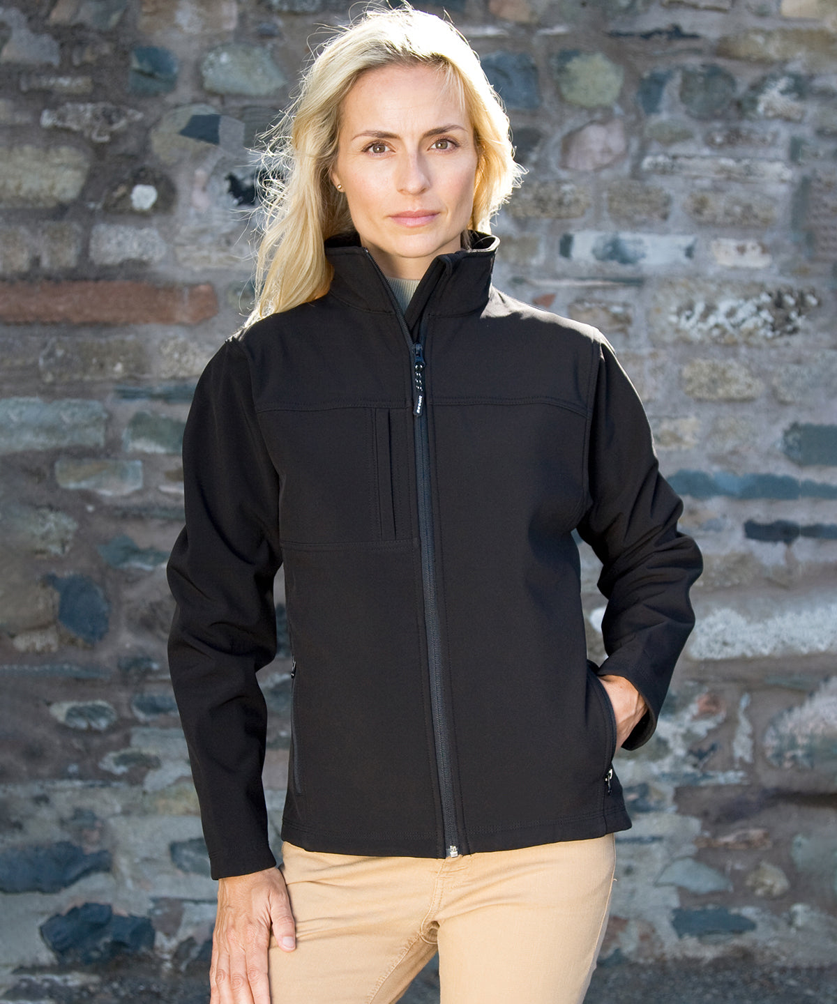 Ladies Fit Black Softshell Jacket