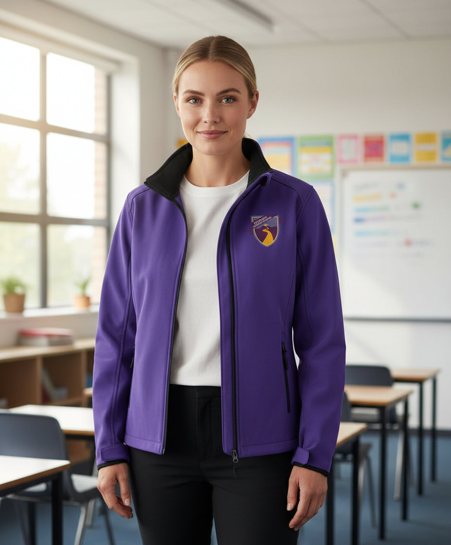 Monkspath School Womens Softshell Jacket Purple/Black