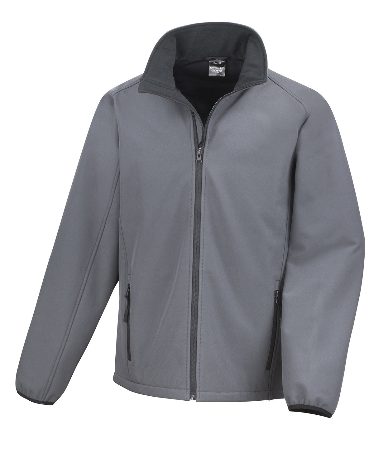 Charcoal Zipped Softshell Jackets Mens Fit