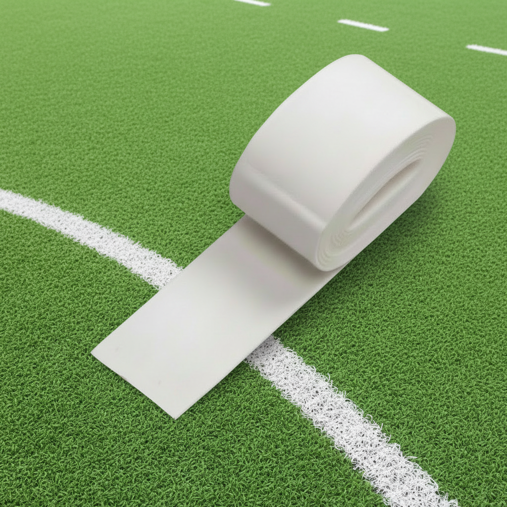 A roll of white chamois grip for field hockey or lacrosse sticks.