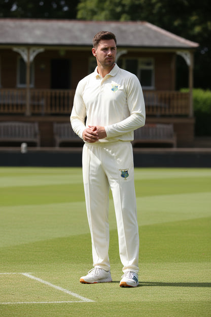 Gray sweatpants with a logo on the pocket against a white background
