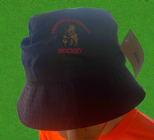 bucket hat with warwickshire logo on the front