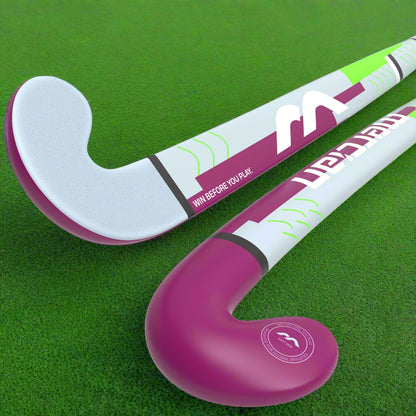 HSGECF2525PRO Hockey Stick PUR CF25 ProPurple_2 Sticks Angled Head to Handle