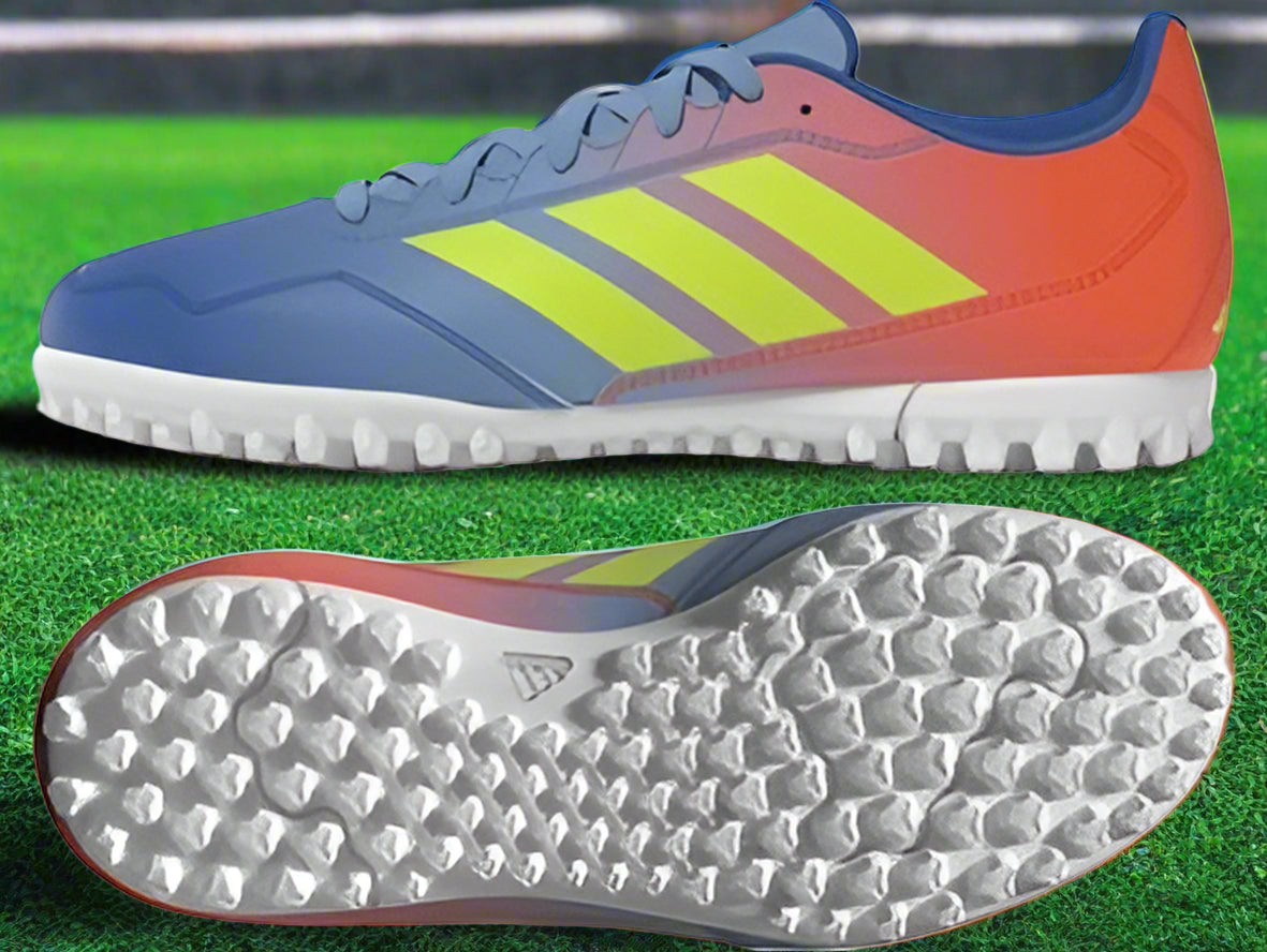Colorful sports shoe with cleats on a white background