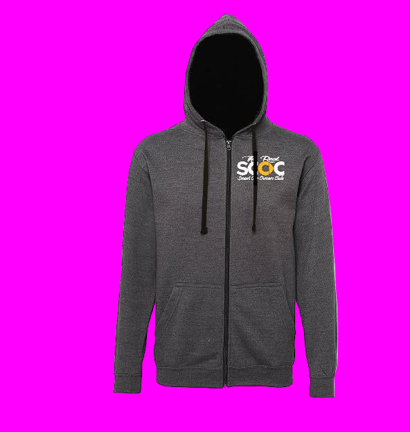 The Real Smart Car Owners Club - Charcoal/Jet Black - Zipped Contrast Hoodie