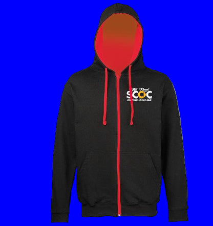 The Real Smart Car Owners Club - Jet Black/Fire Red - Zipped Contrast Hoodie