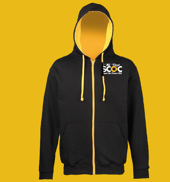 The Real Smart Car Owners Club - Jet Black/Gold - Zipped Contrast Hoodie