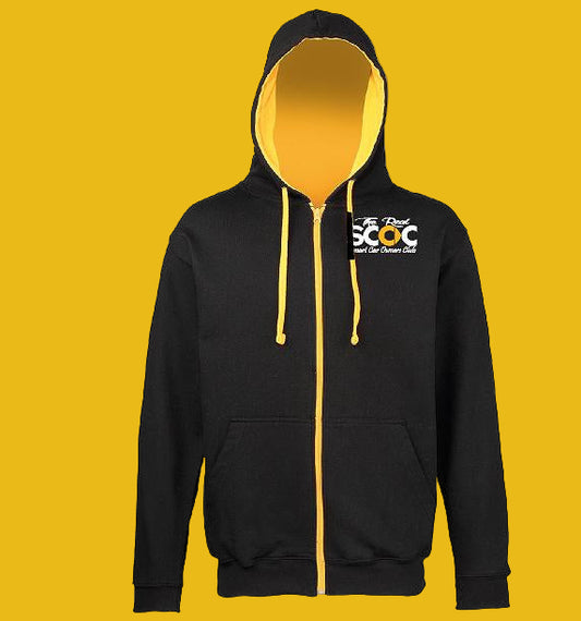 The Real Smart Car Owners Club - Jet Black/Gold - Zipped Contrast Hoodie