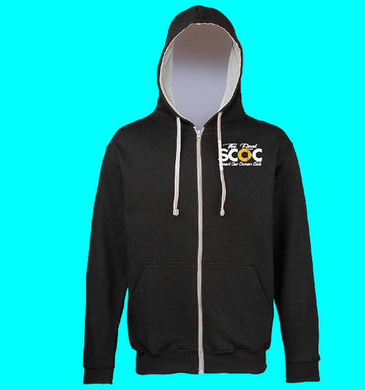 The Real Smart Car Owners Club - Black/Grey - Zipped Contrast Hoodie
