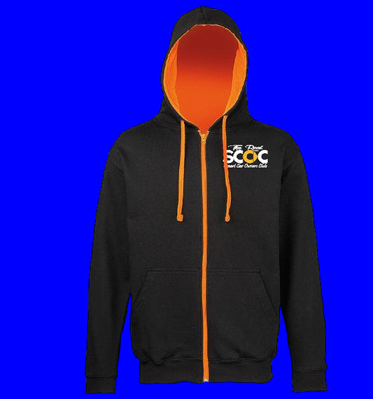 The Real Smart Car Owners Club - Black/Orange - Zipped Contrast Hoodie