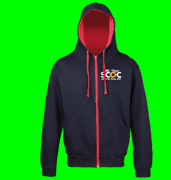 The Real Smart Car Owners Club - Navy/Red - Zipped Contrast Hoodie