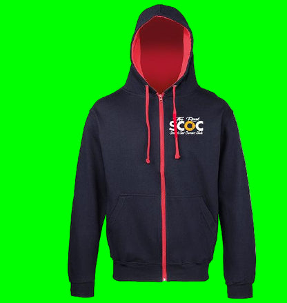 The Real Smart Car Owners Club - Navy/Red - Zipped Contrast Hoodie