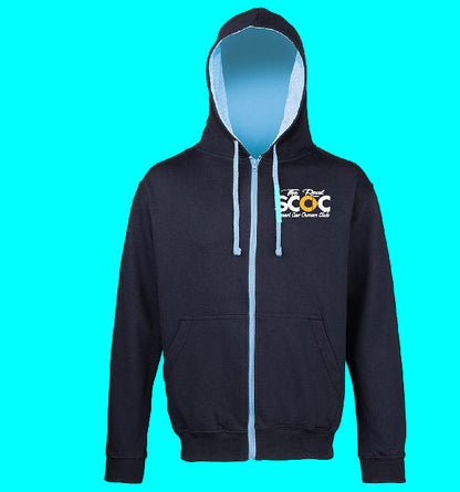 The Real Smart Car Owners Club - Navy/Sky Blue - Zipped Contrast Hoodie