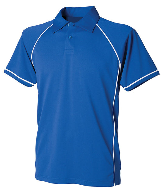 Piped performance polo - Royal Blue with White trim