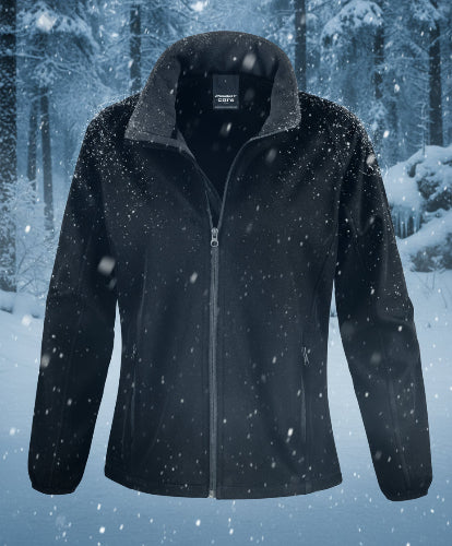 Black jacket with gray collar on a white background