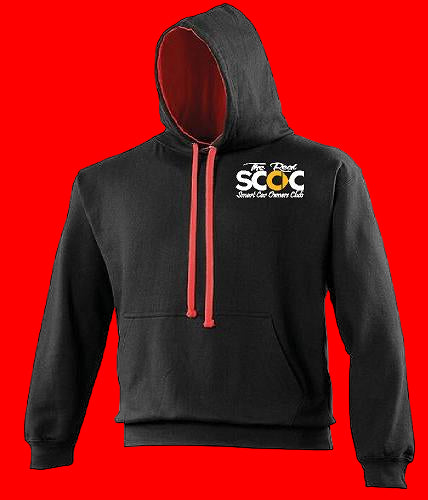 The Real Smart Car Owners Club Contrast Hoodie - Jet Black/Fire Red