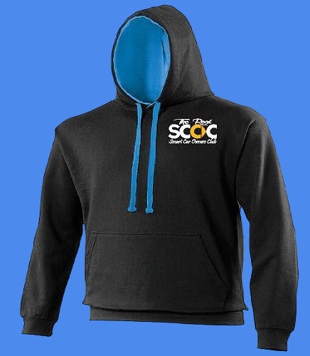 The Real Smart Car Owners Club Contrast Hoodie - Jet Black/Sapphire Blue