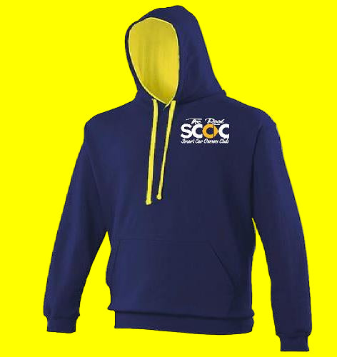 The Real Smart Car Owners Club Contrast Hoodie - Oxford Navy/Sun Yellow