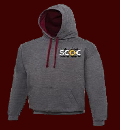 The Real Smart Car Owners Club Contrast Hoodie - Charcoal Grey/Burgundy